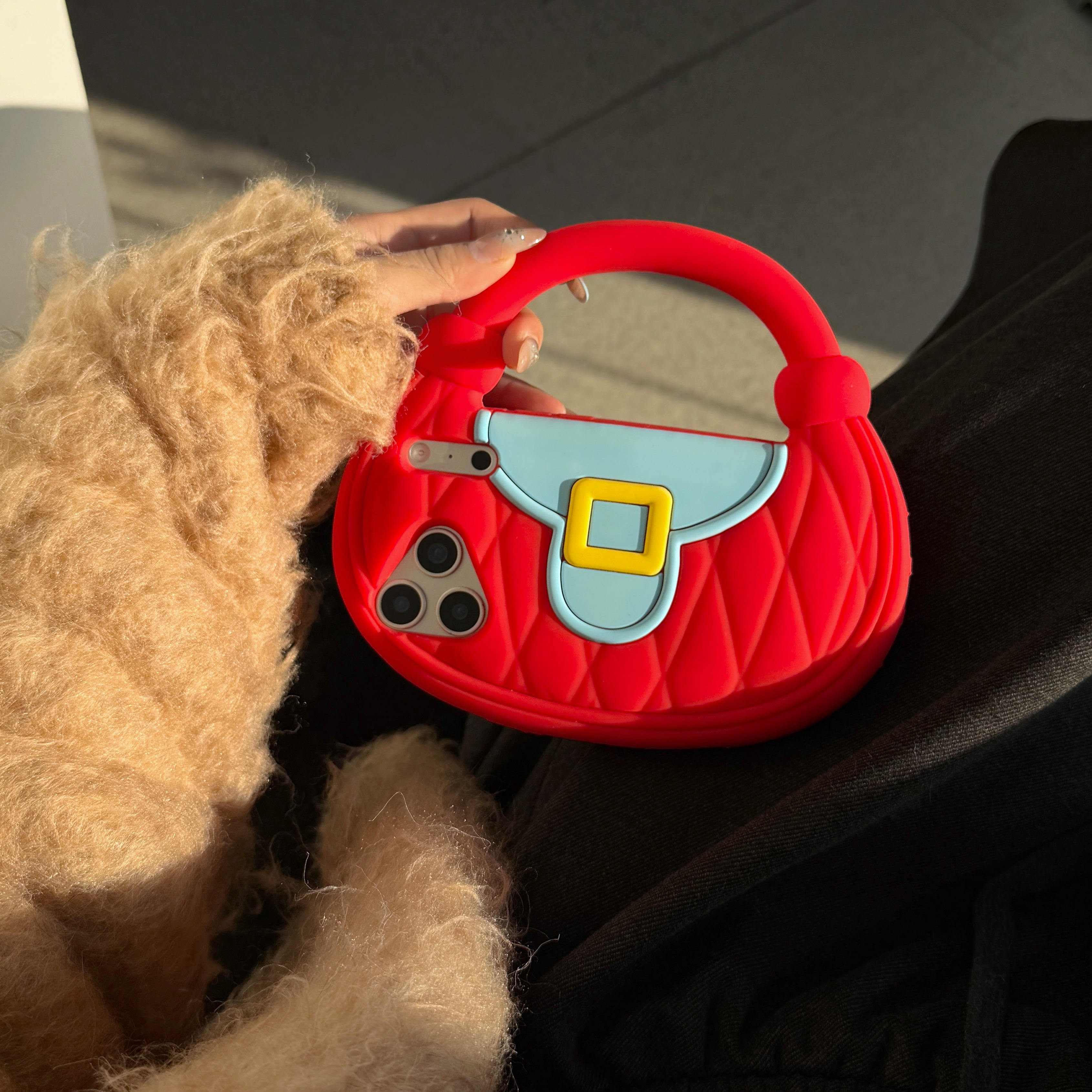 Diamond pattern handbag style silicone phone case for Apple iPhones