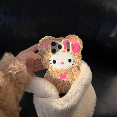 Leopard print bowknot Kitty silicone phone case for iPhone 17