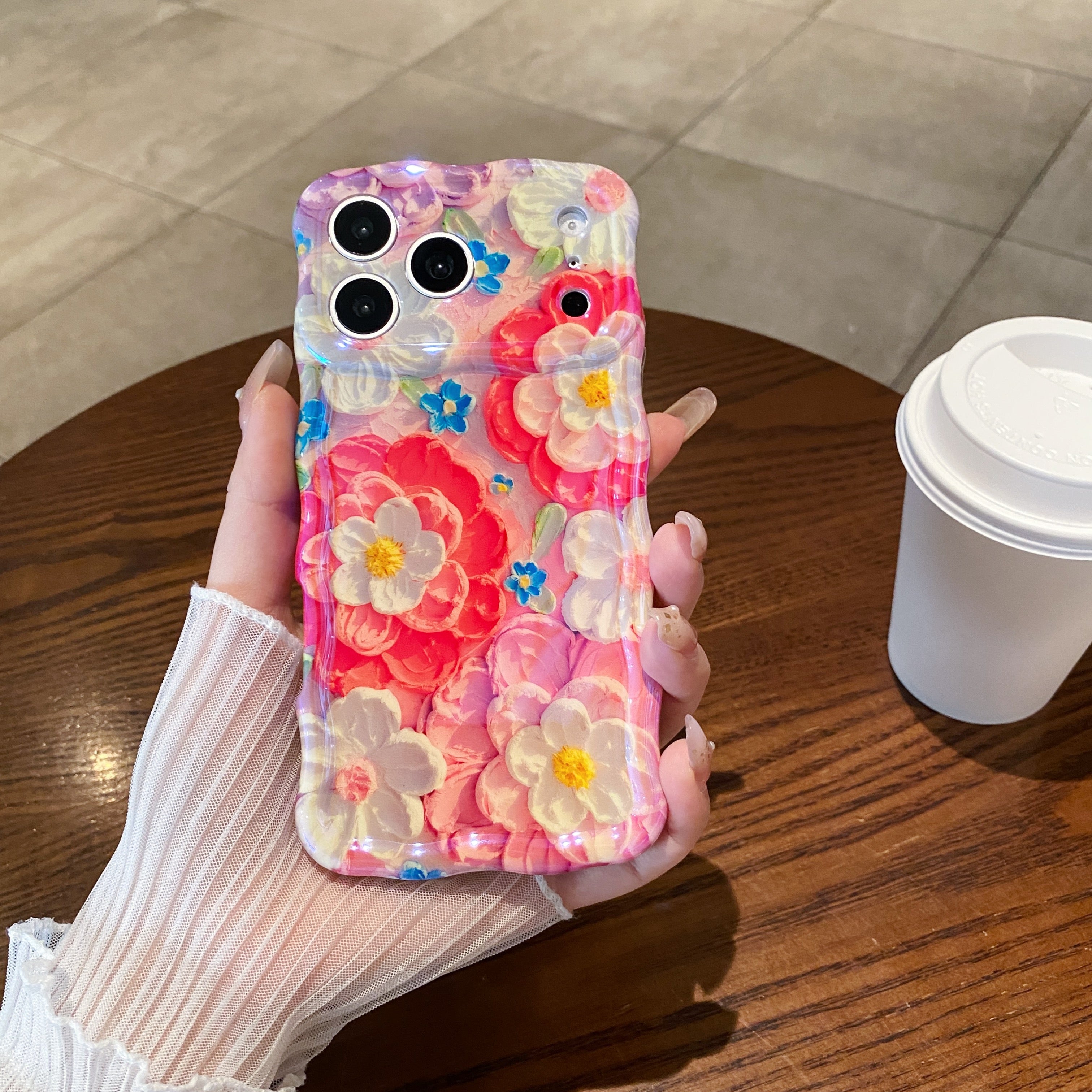 Oil painting red flower phone case