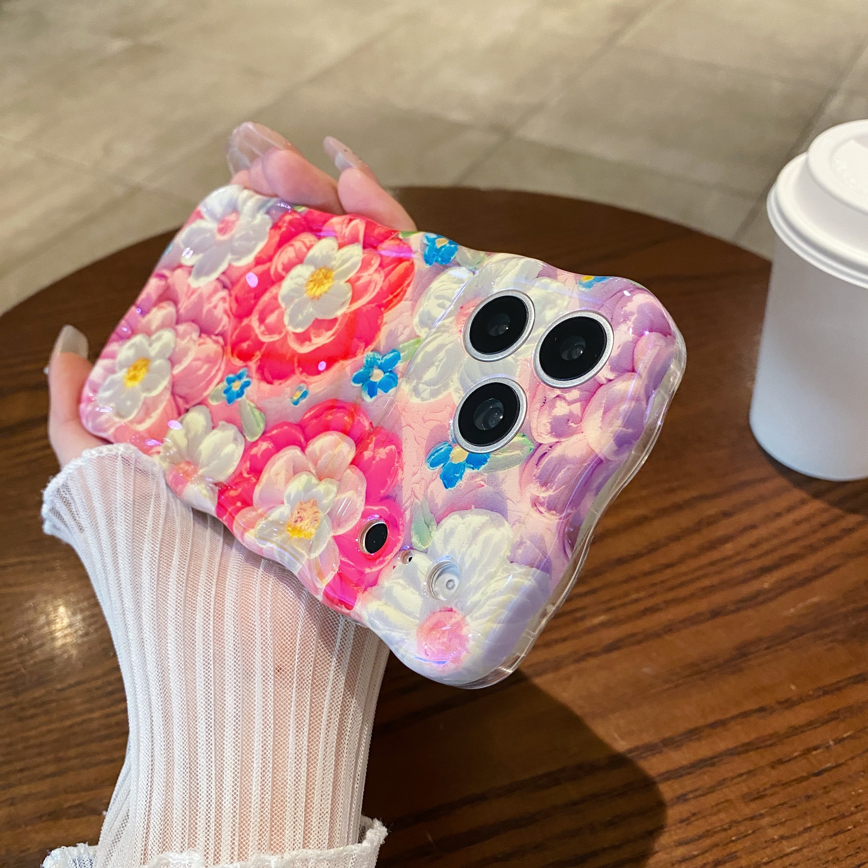 Oil painting red flower phone case