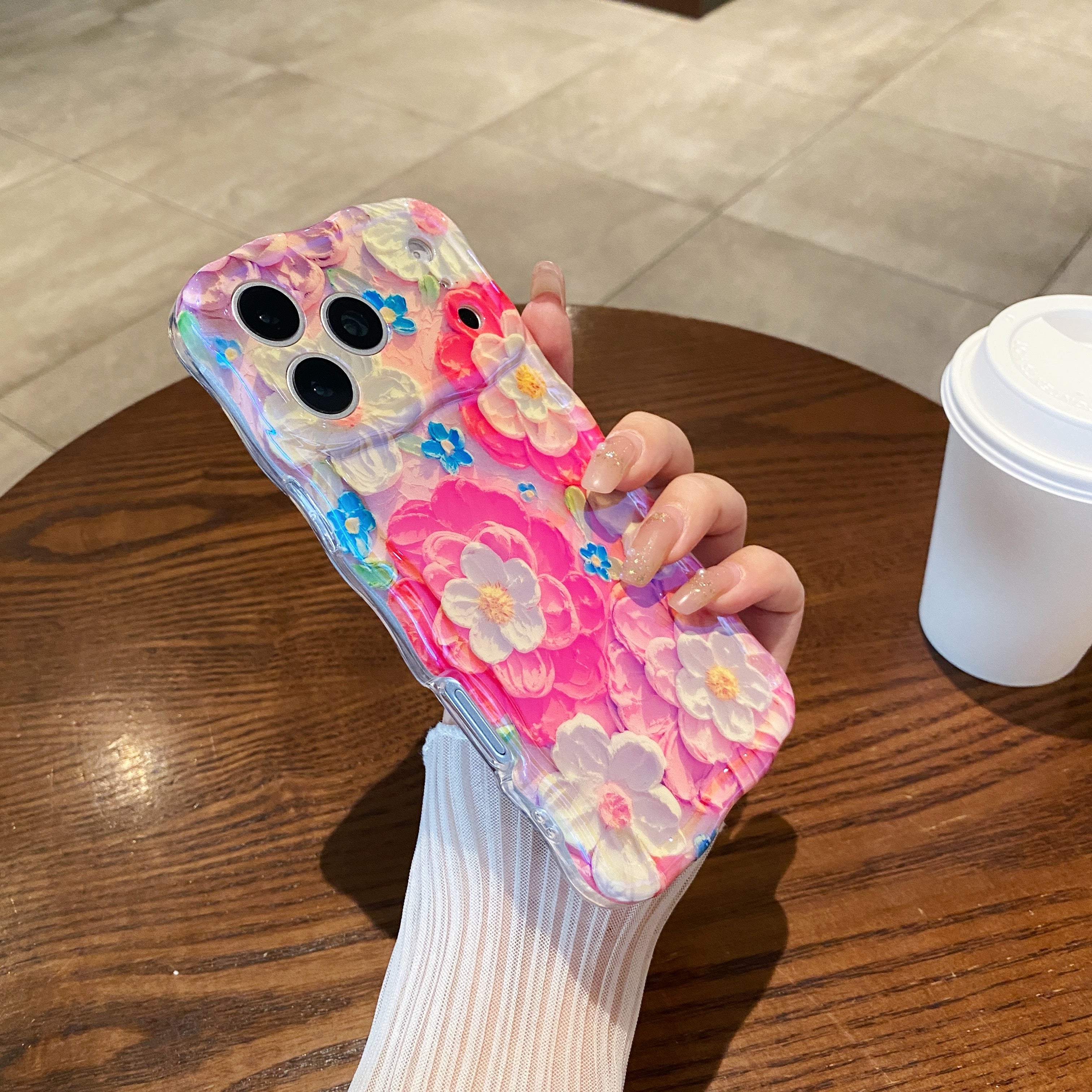 Oil painting red flower phone case