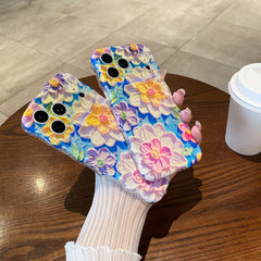 Oil painting blue light flower phone case
