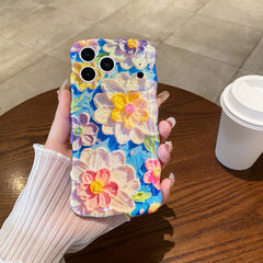 Oil painting blue light flower phone case