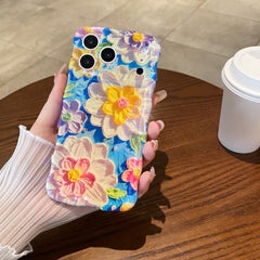 Oil painting blue light flower phone case