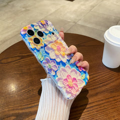 Oil painting blue light flower phone case