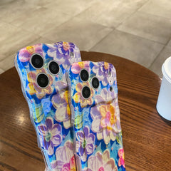 Oil painting blue light flower phone case