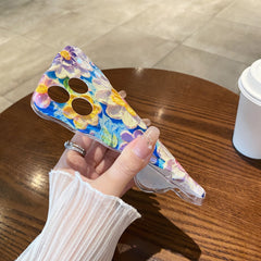 Oil painting blue light flower phone case