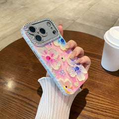 Oil painting rhinestone flower phone case