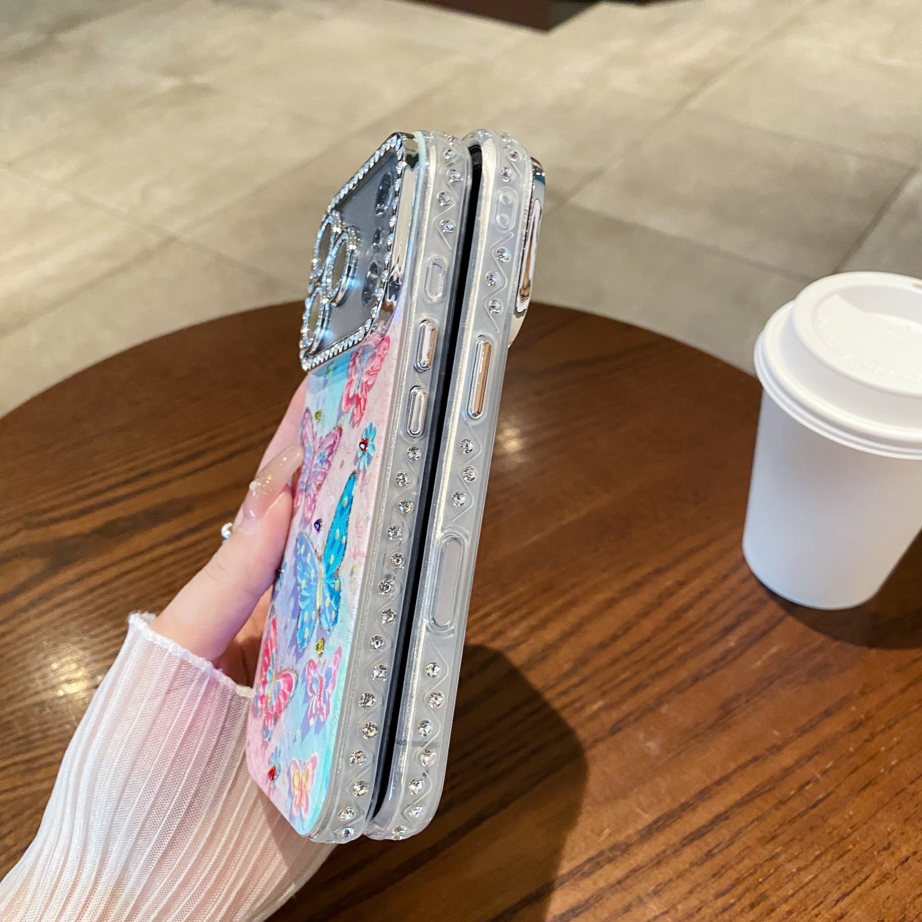 Oil painting rhinestone butterfly phone case