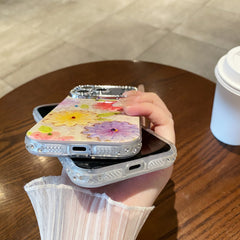 Blue light epoxy diamond colored flower phone case