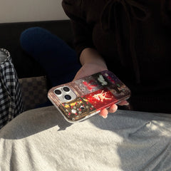 Plaid, floral, and cartoon deer design iPhone case