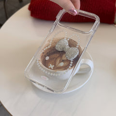 Beaded Miffy Rabbit & 3D Rhinestone Bow Phone Case