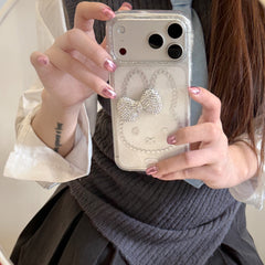 Beaded Miffy Rabbit & 3D Rhinestone Bow Phone Case