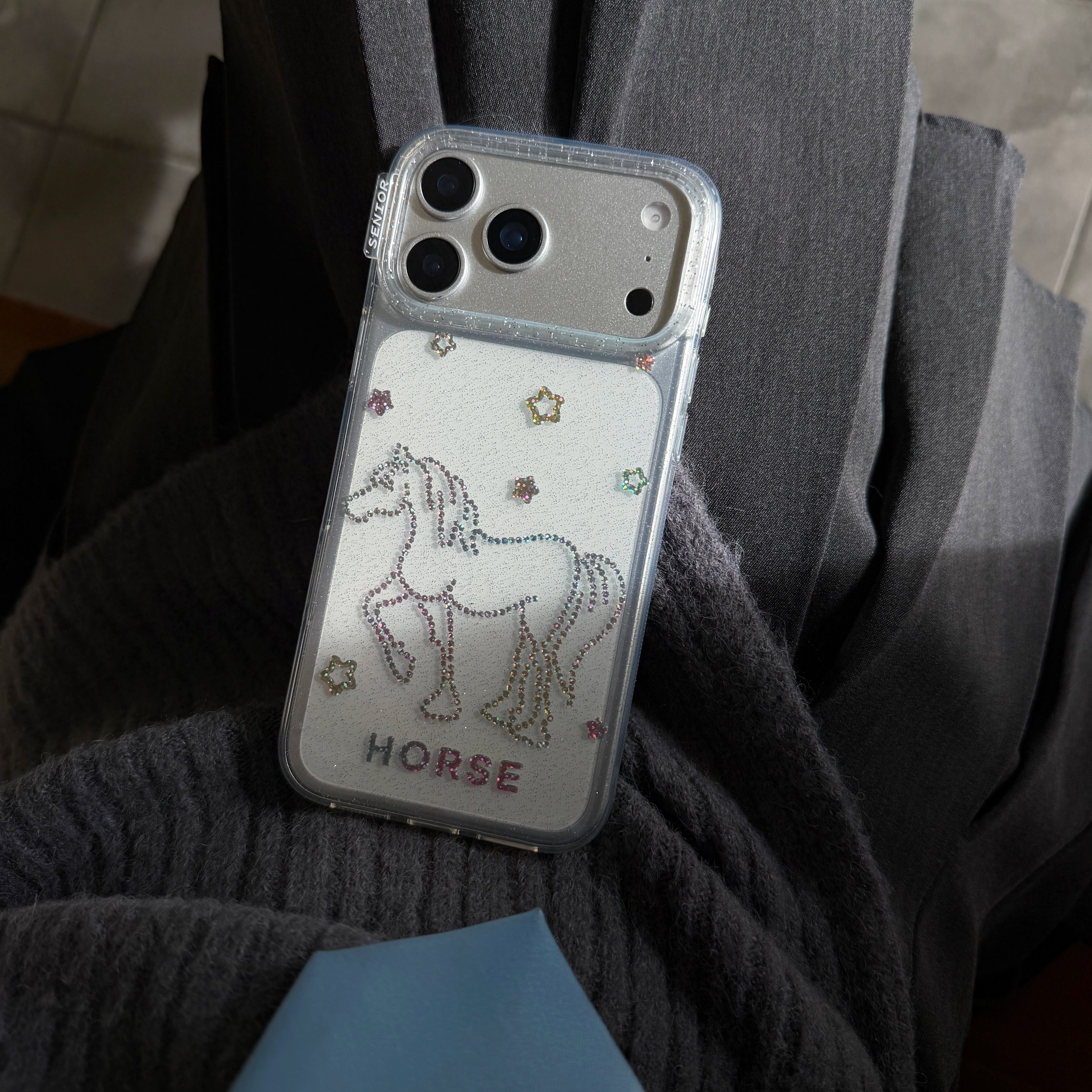 Glitter and sequins colorful lines pony phone case