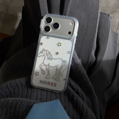 Glitter and sequins colorful lines pony phone case