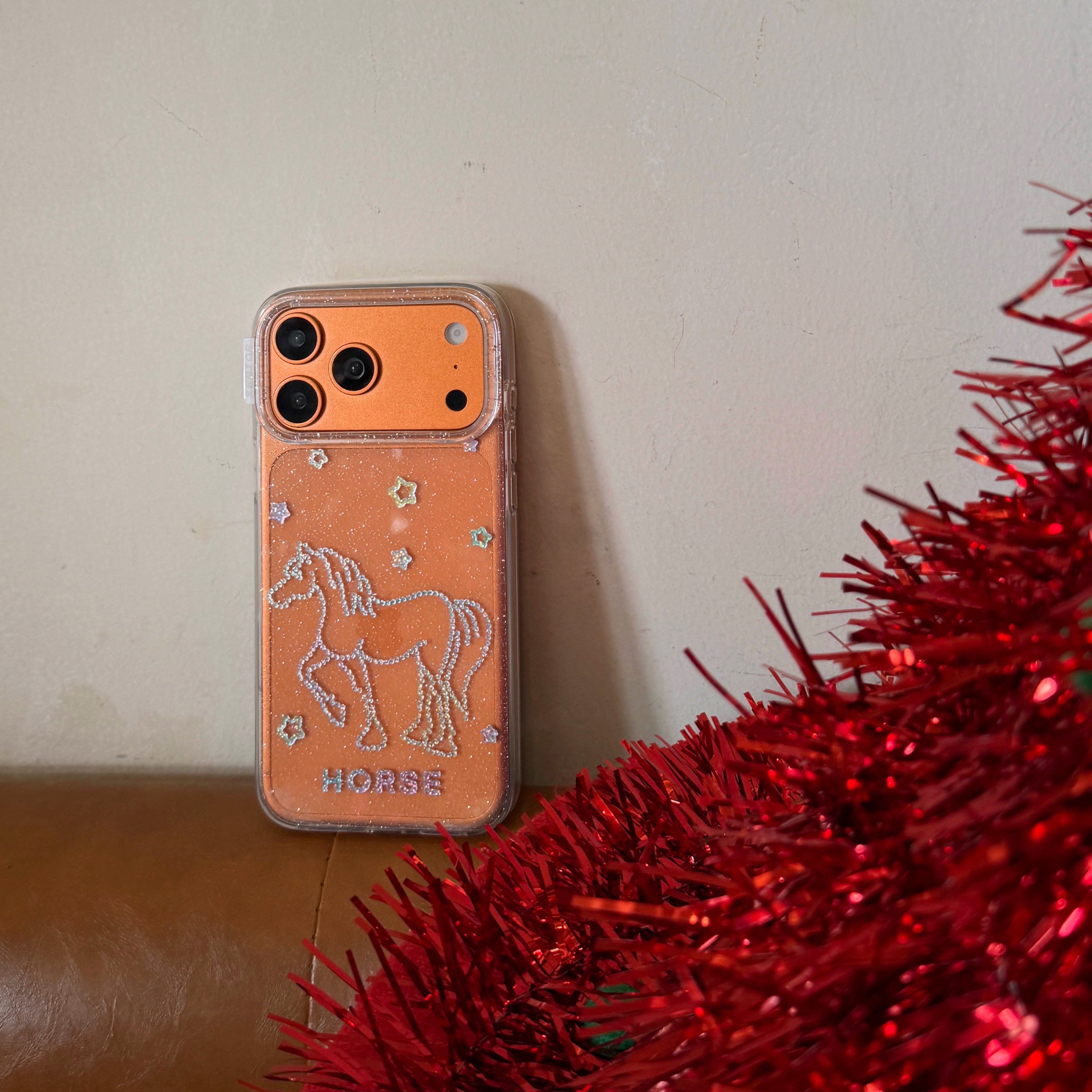 Glitter and sequins colorful lines pony phone case