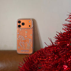 Glitter and sequins colorful lines pony phone case