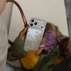 Glitter and sequins colorful lines pony phone case