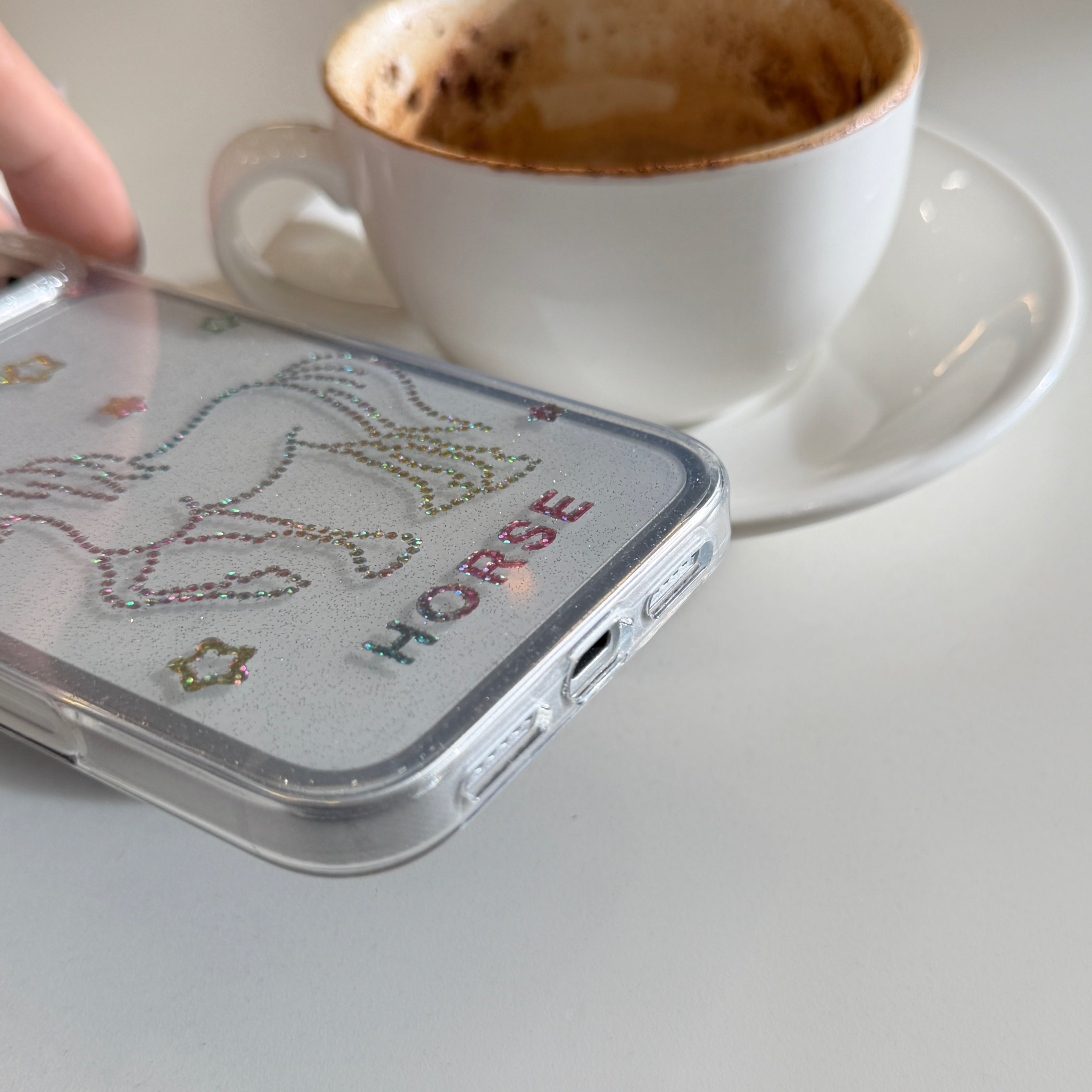 Glitter and sequins colorful lines pony phone case