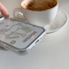 Glitter and sequins colorful lines pony phone case