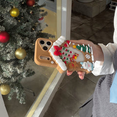 Hollowed-out Christmas cottage silicone phone case