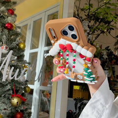 Hollowed-out Christmas cottage silicone phone case
