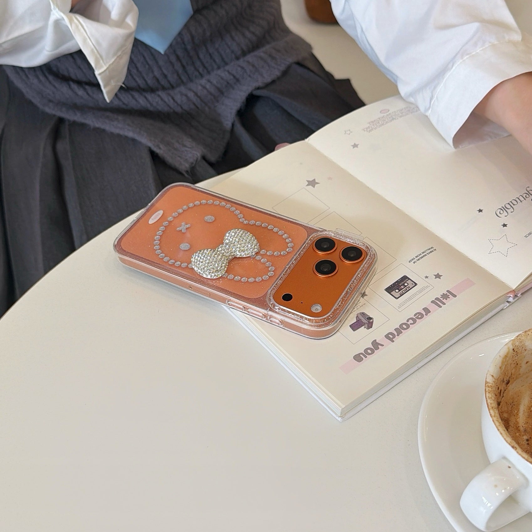 Beaded Miffy Rabbit & 3D Rhinestone Bow Phone Case