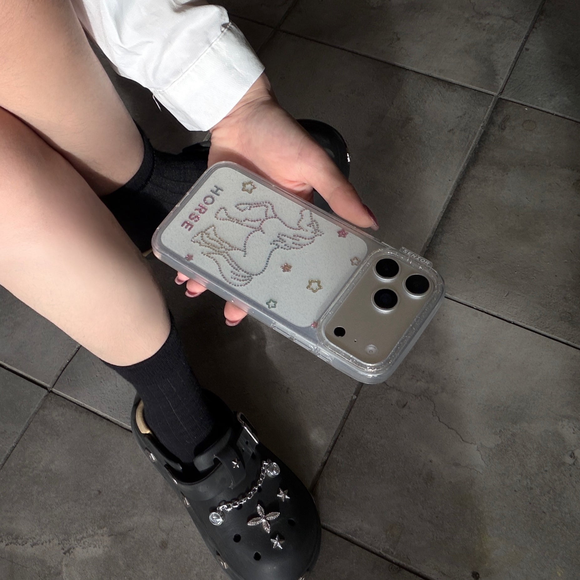 Glitter and sequins colorful lines pony phone case