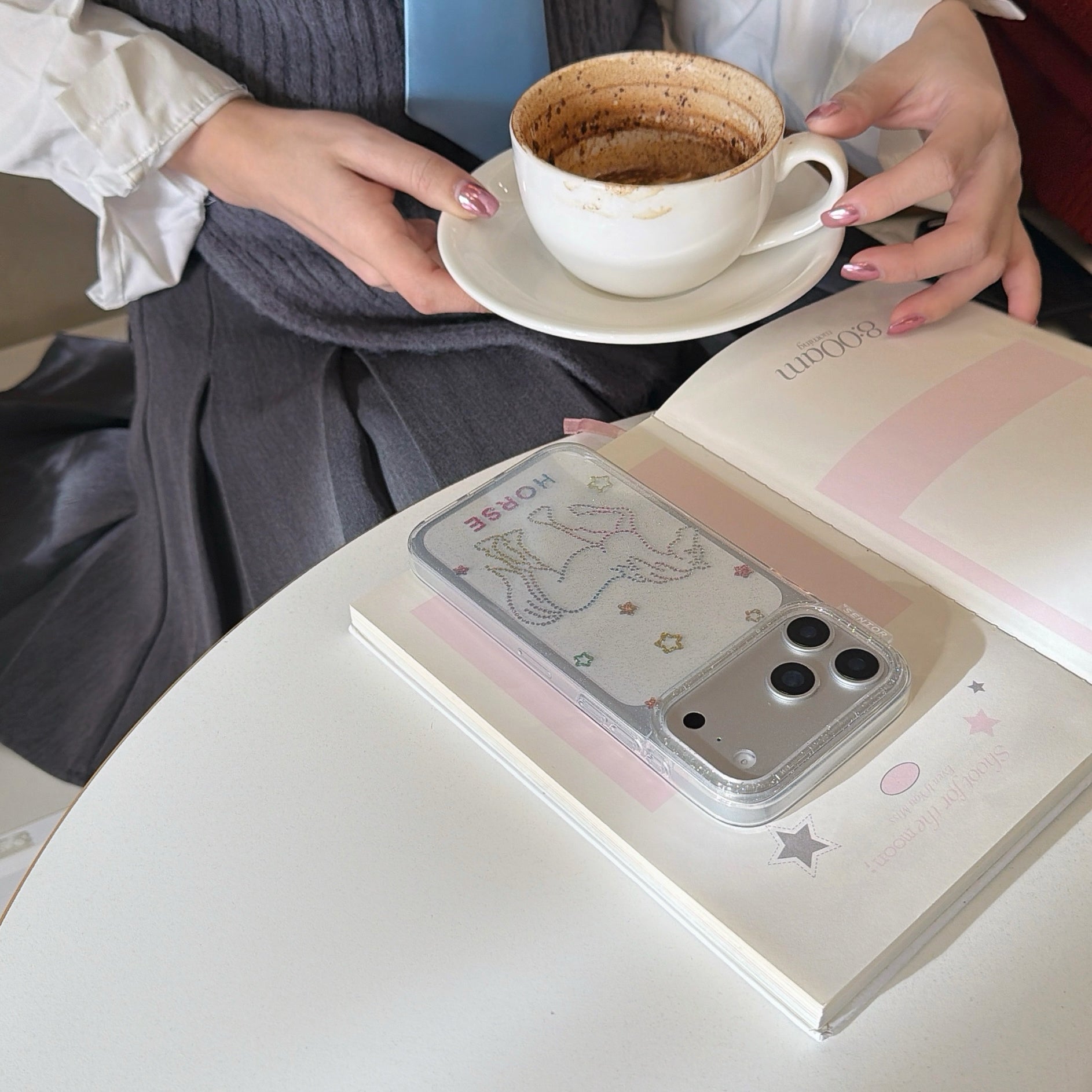 Glitter and sequins colorful lines pony phone case