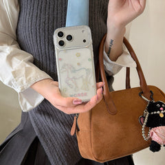 Glitter and sequins colorful lines pony phone case