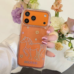 Glitter and sequins colorful lines pony phone case