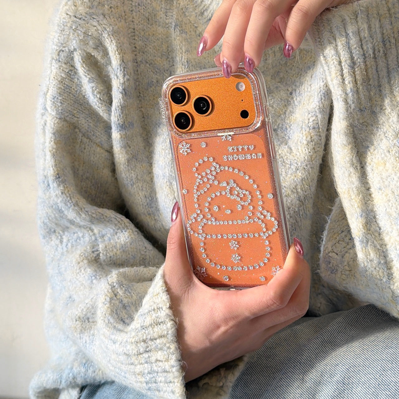 Glittery Snowman Kitty Phone Case