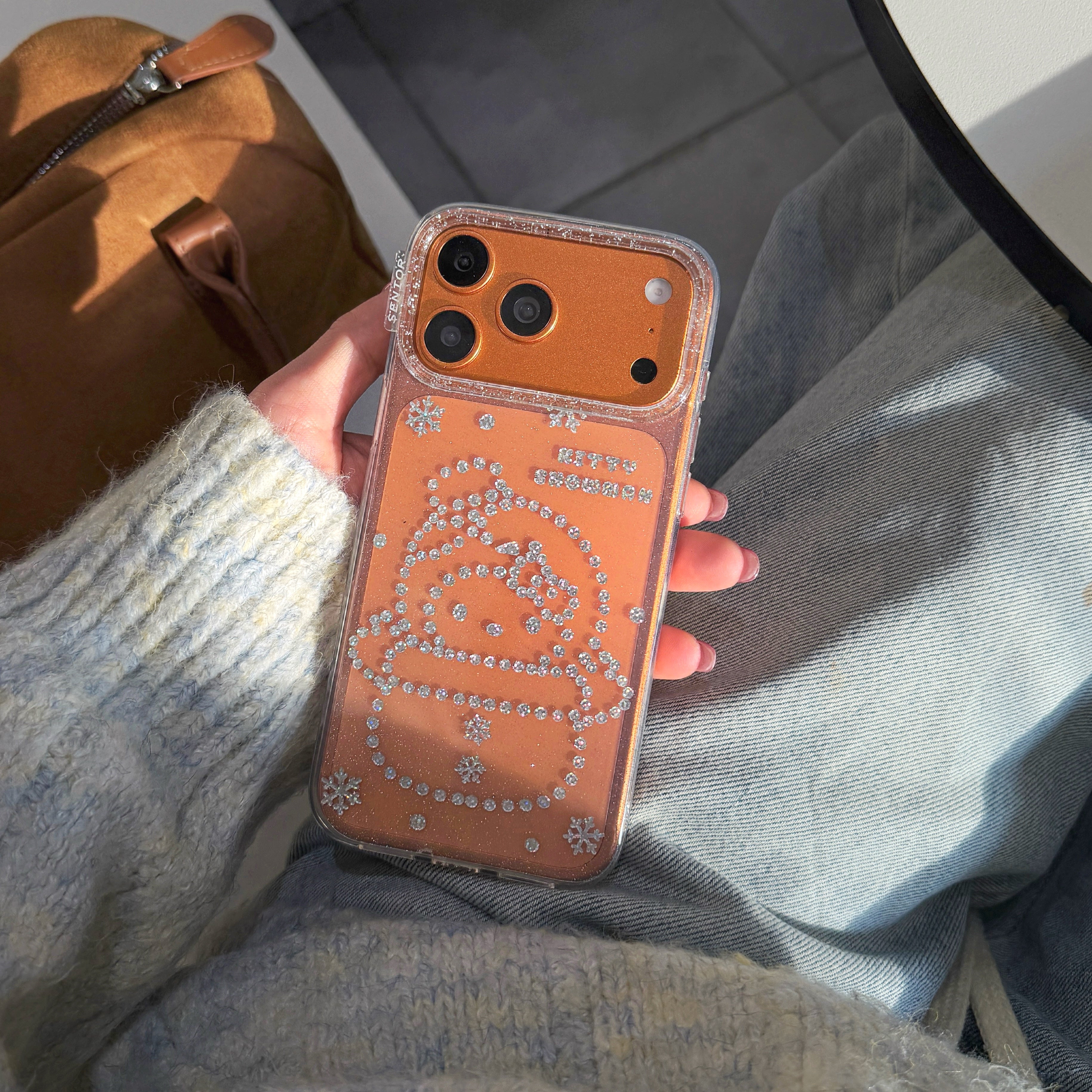 Glittery Snowman Kitty Phone Case