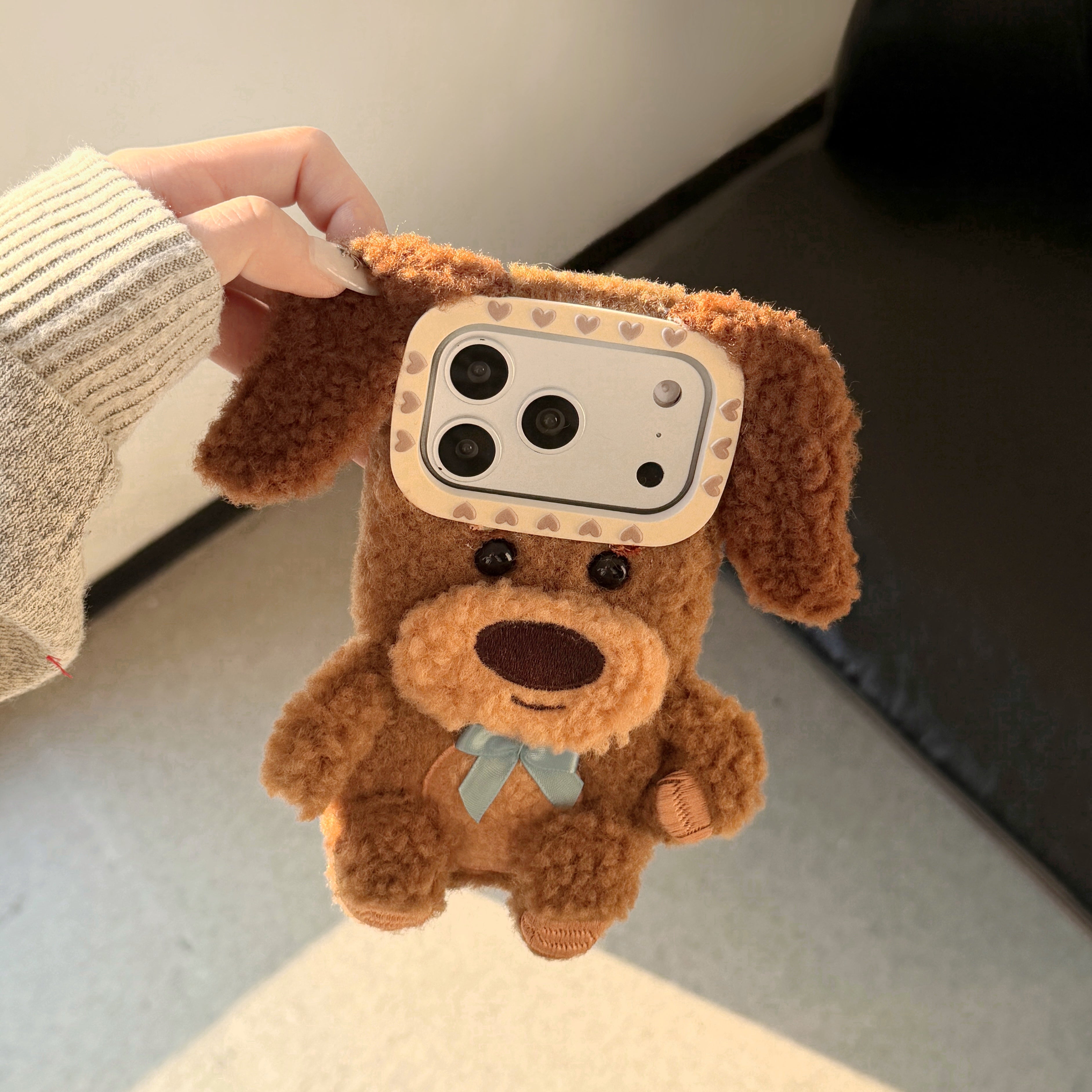Brown plush puppy iPhone case