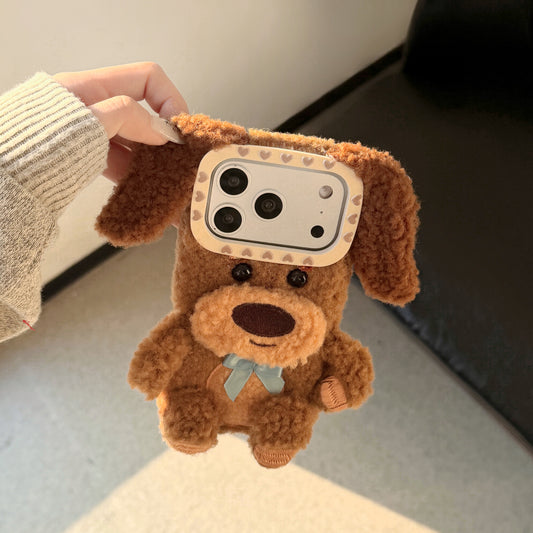 Brown plush puppy iPhone case
