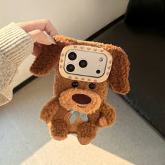 Brown plush puppy iPhone case