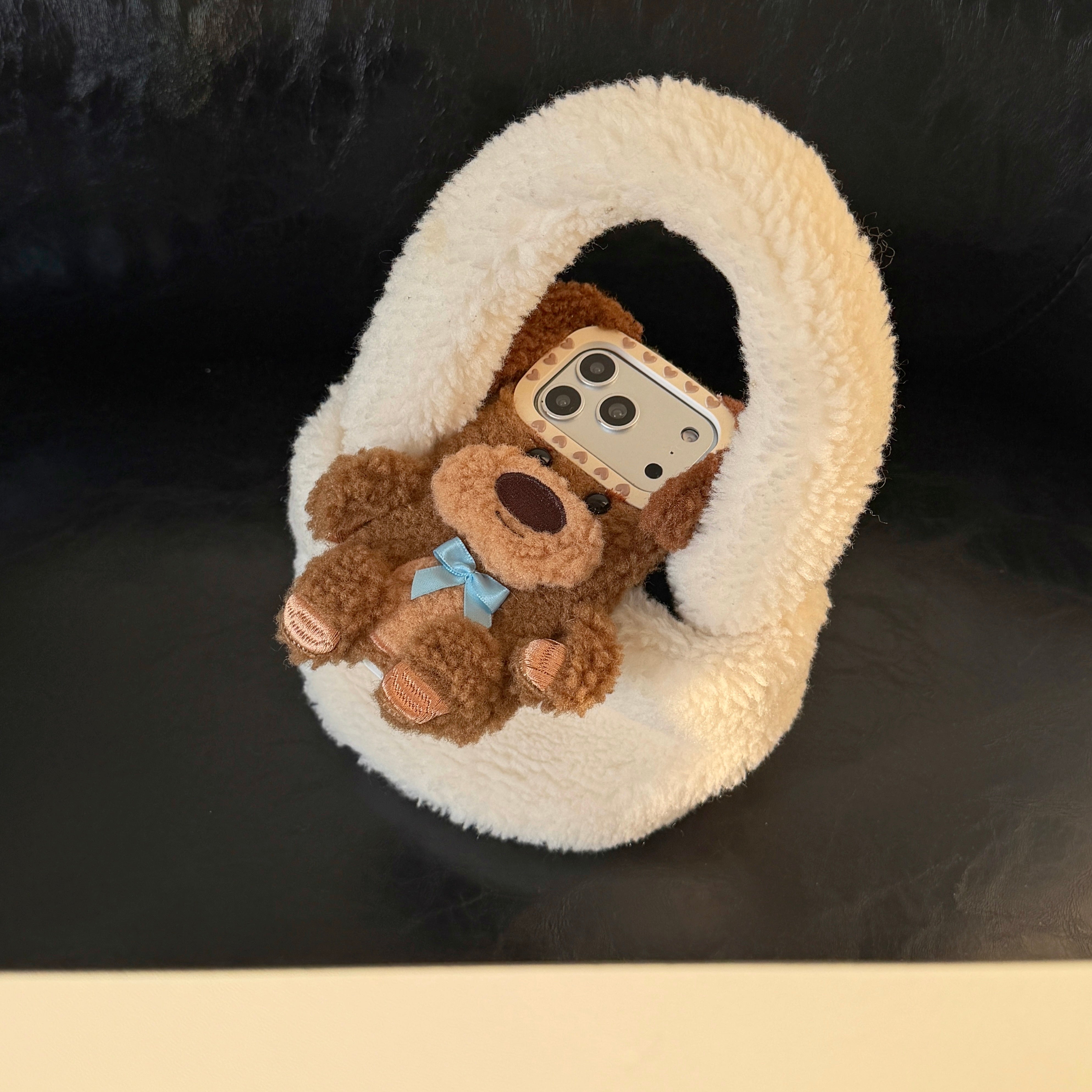 Brown plush puppy iPhone case