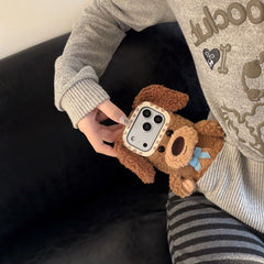 Brown plush puppy iPhone case