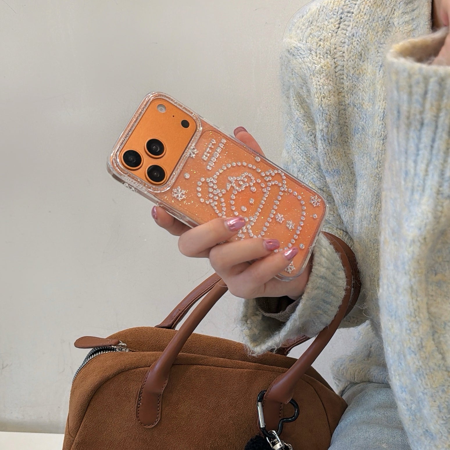 Glittery Snowman Kitty Phone Case