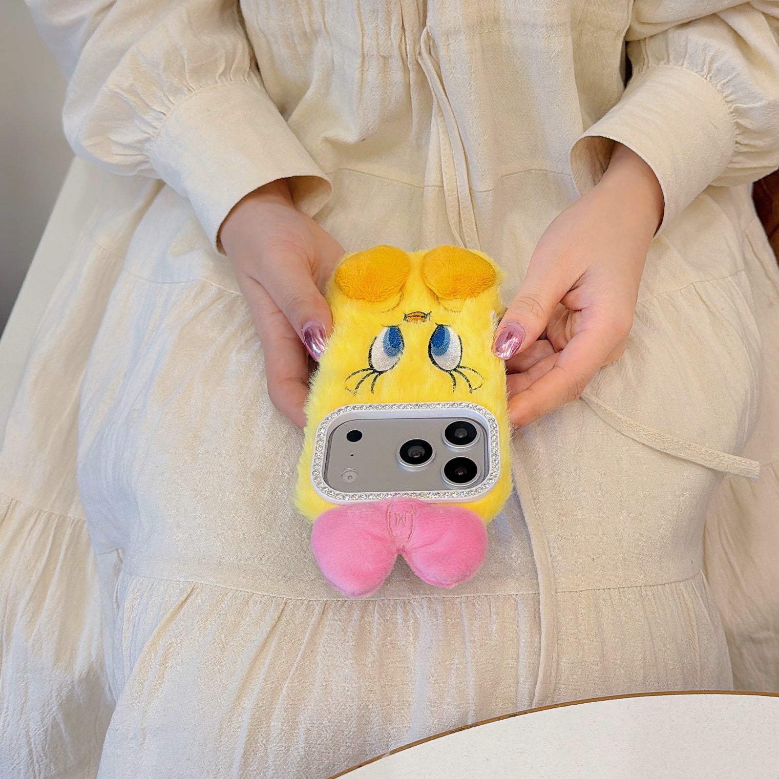 Yellow plush Tweety Bird phone case