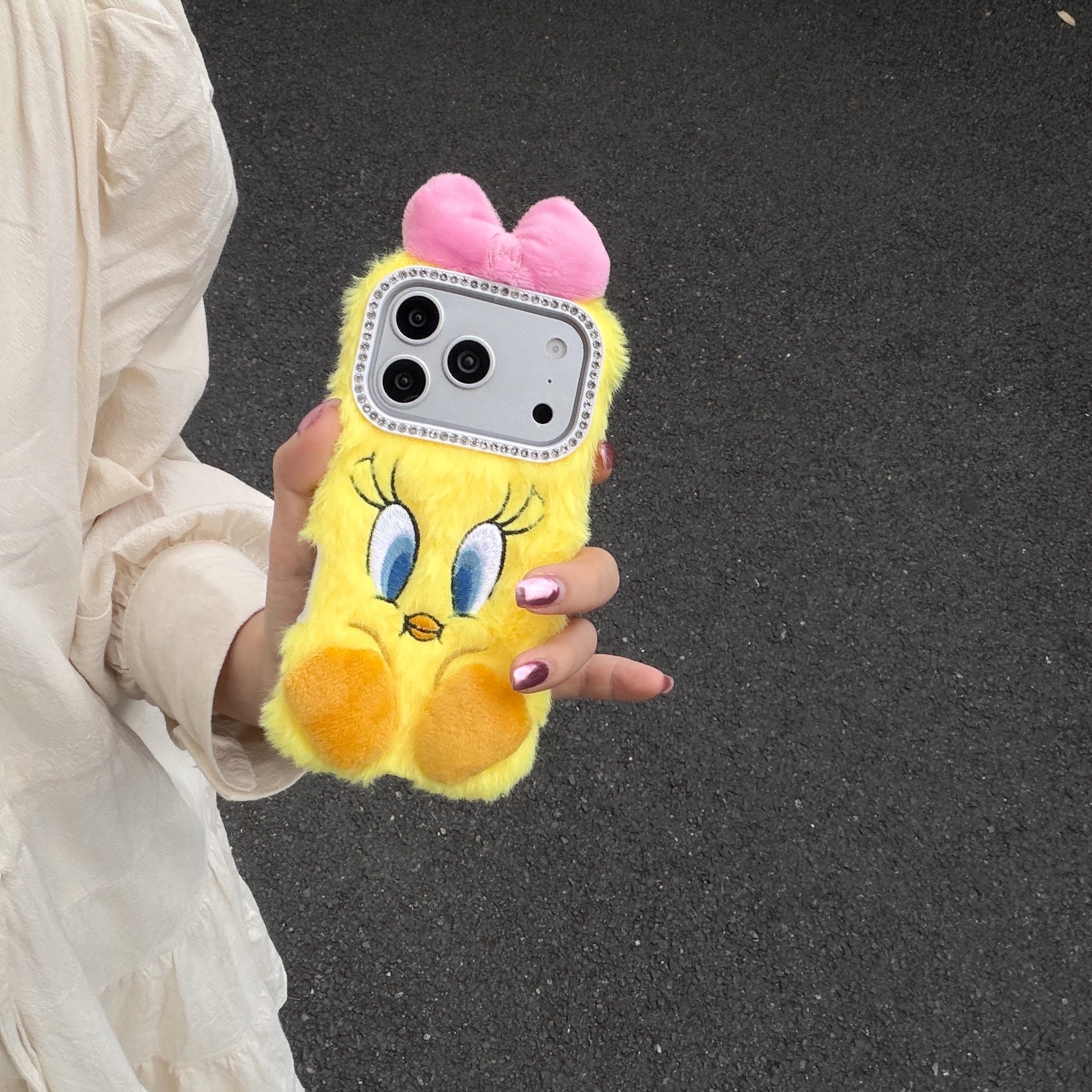 Yellow plush Tweety Bird phone case
