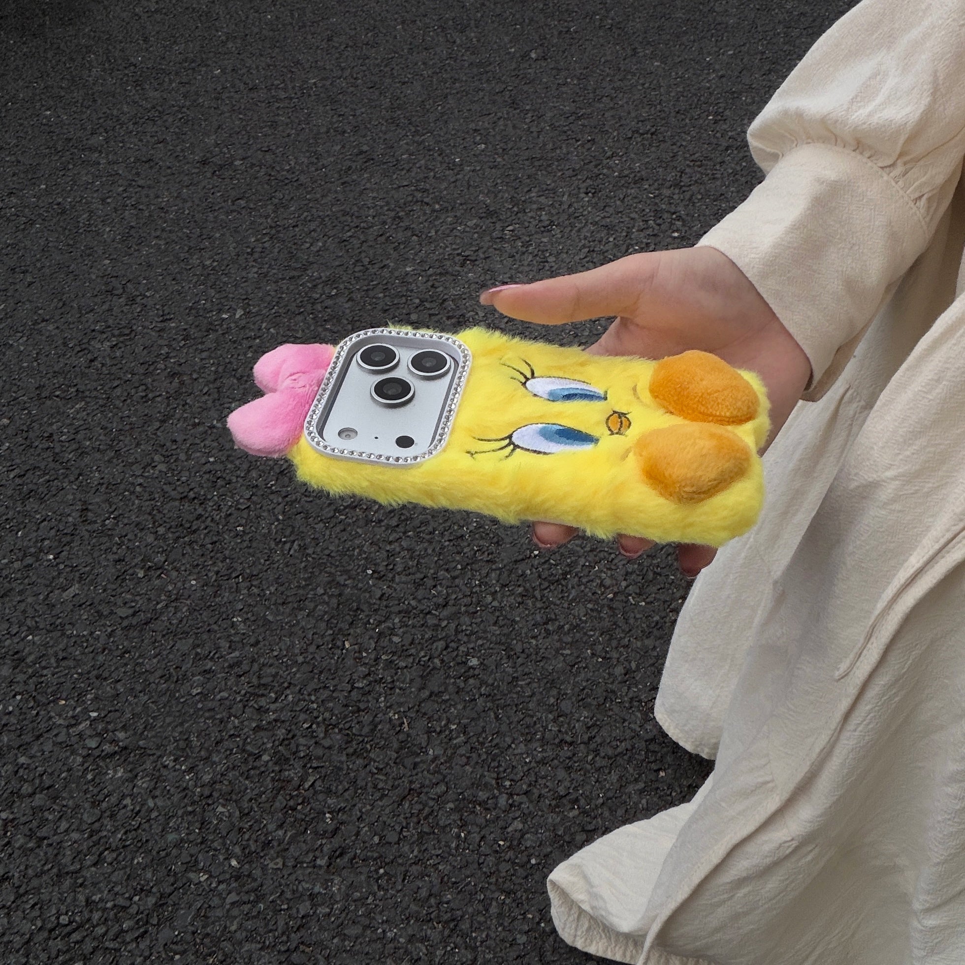 Yellow plush Tweety Bird phone case
