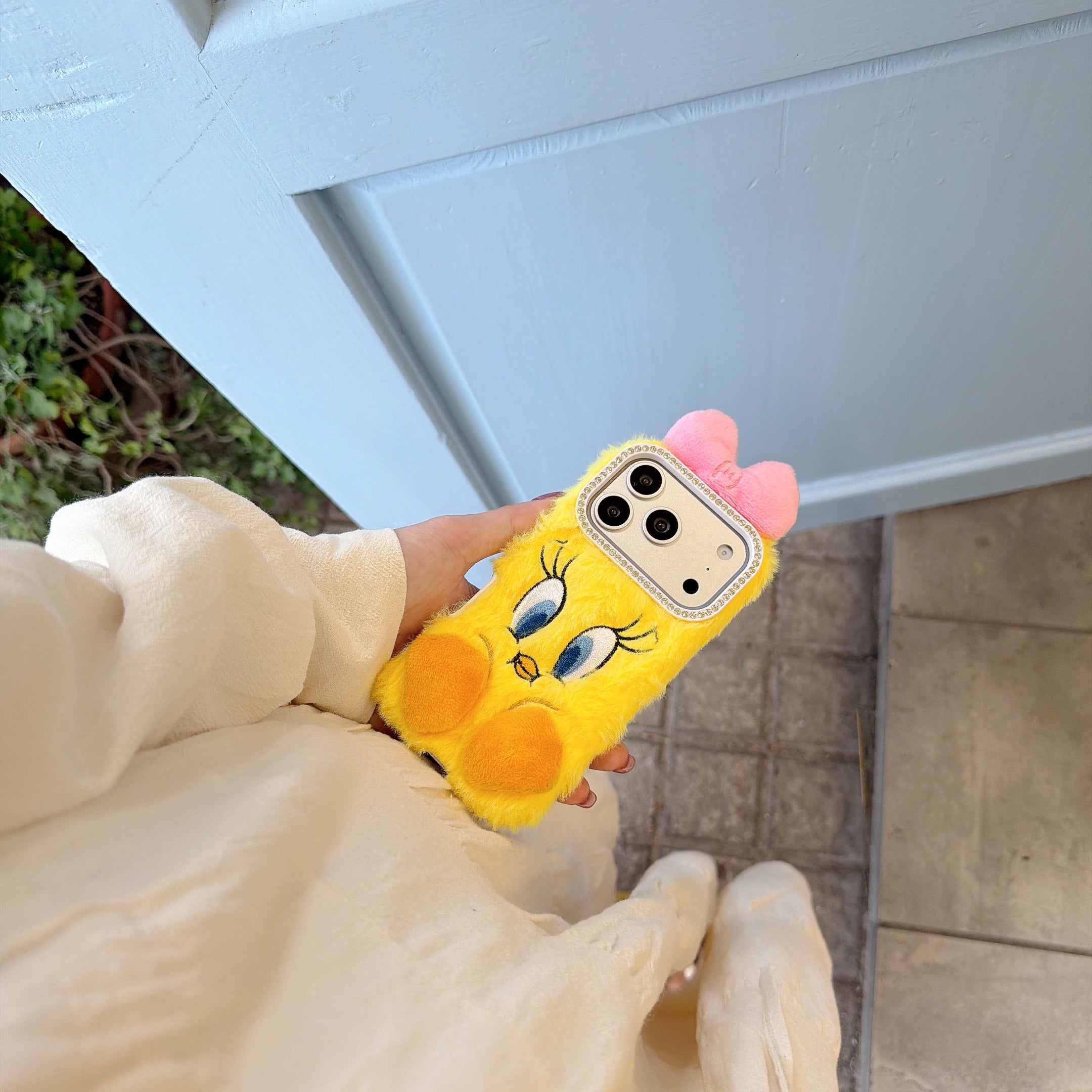Yellow plush Tweety Bird phone case