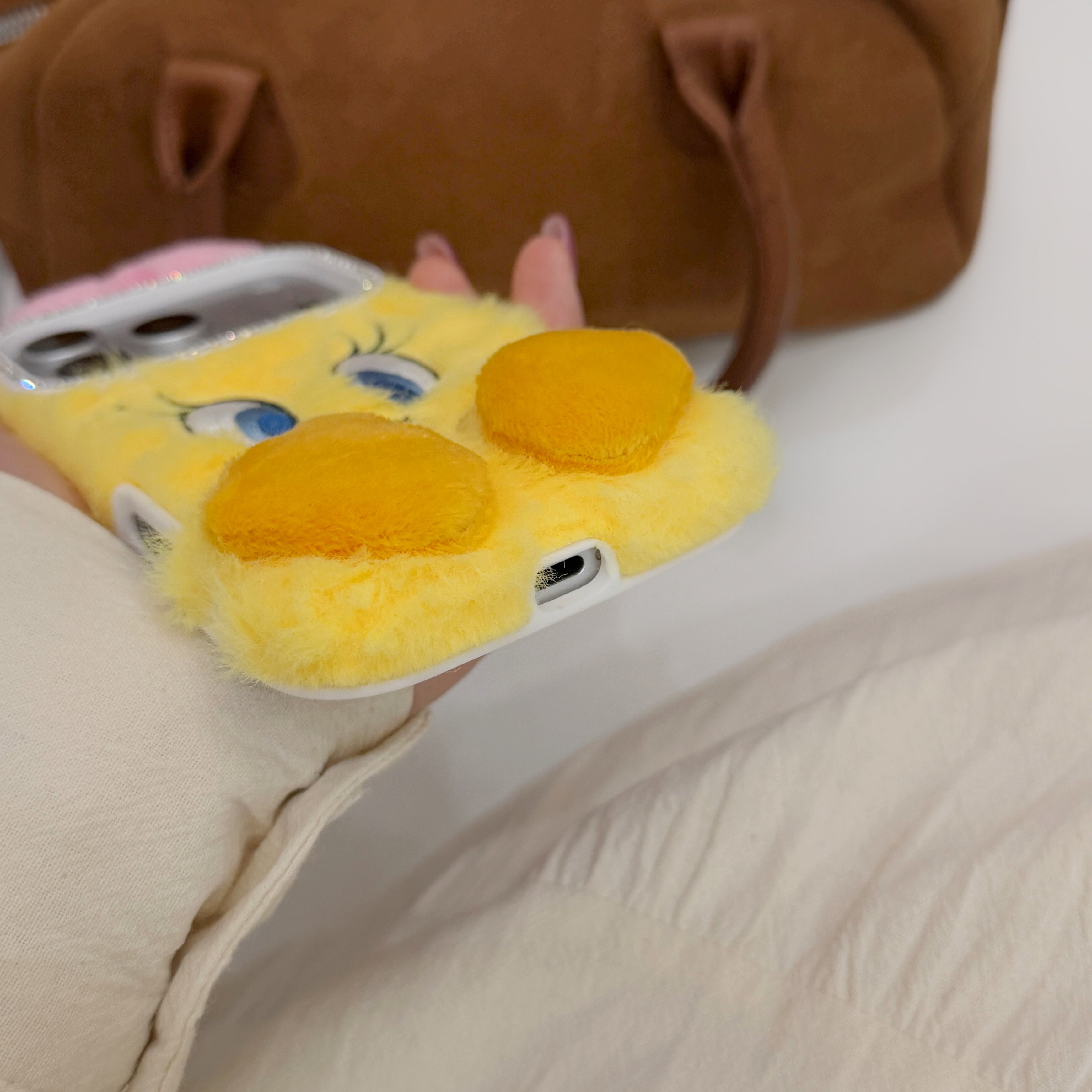 Yellow plush Tweety Bird phone case