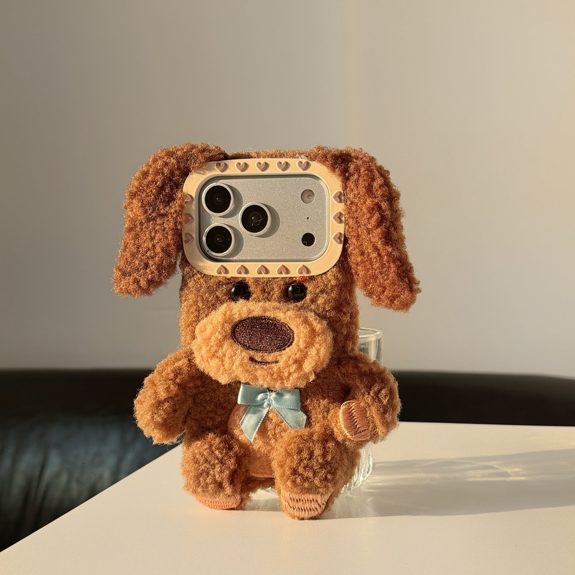 Brown plush puppy iPhone case