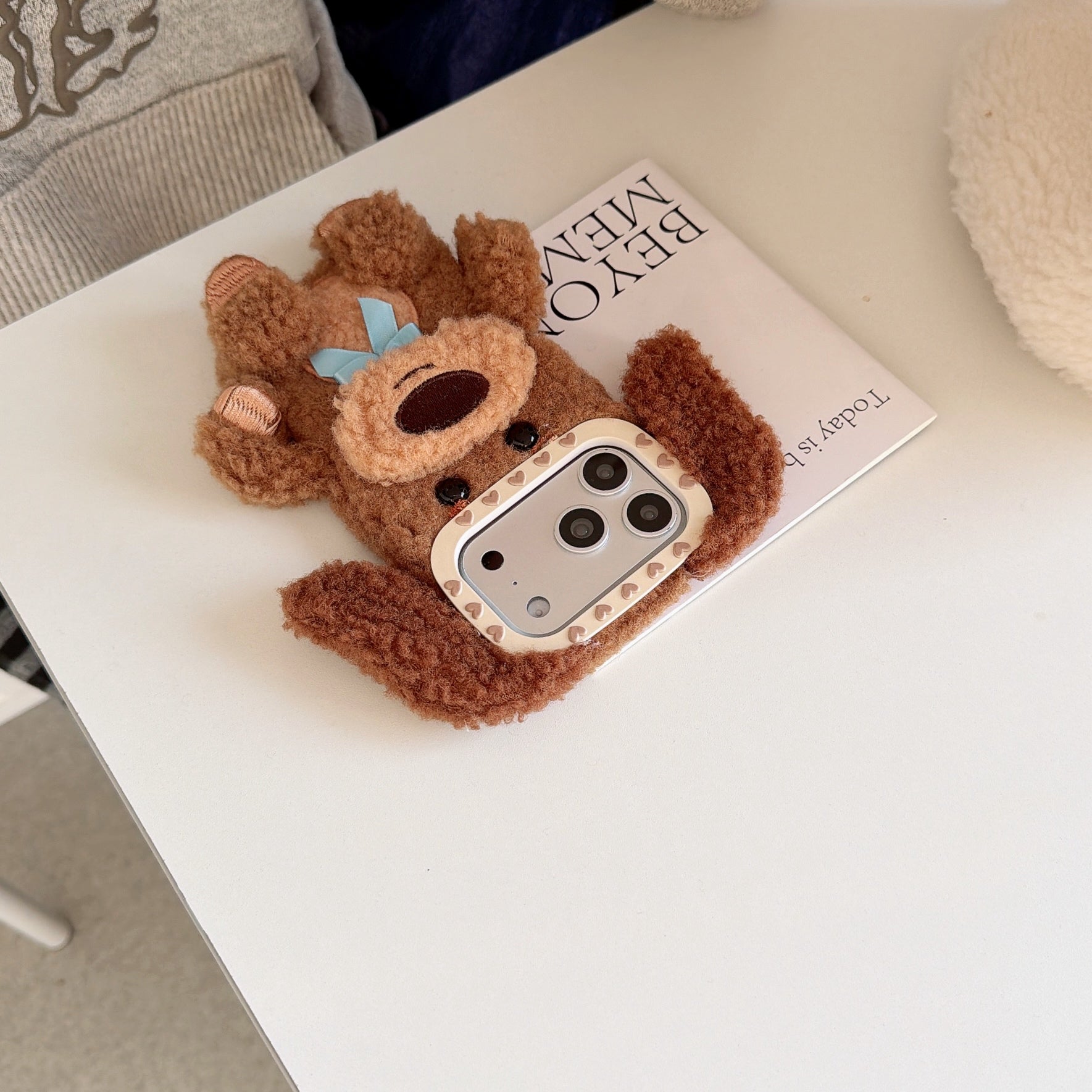 Brown plush puppy iPhone case