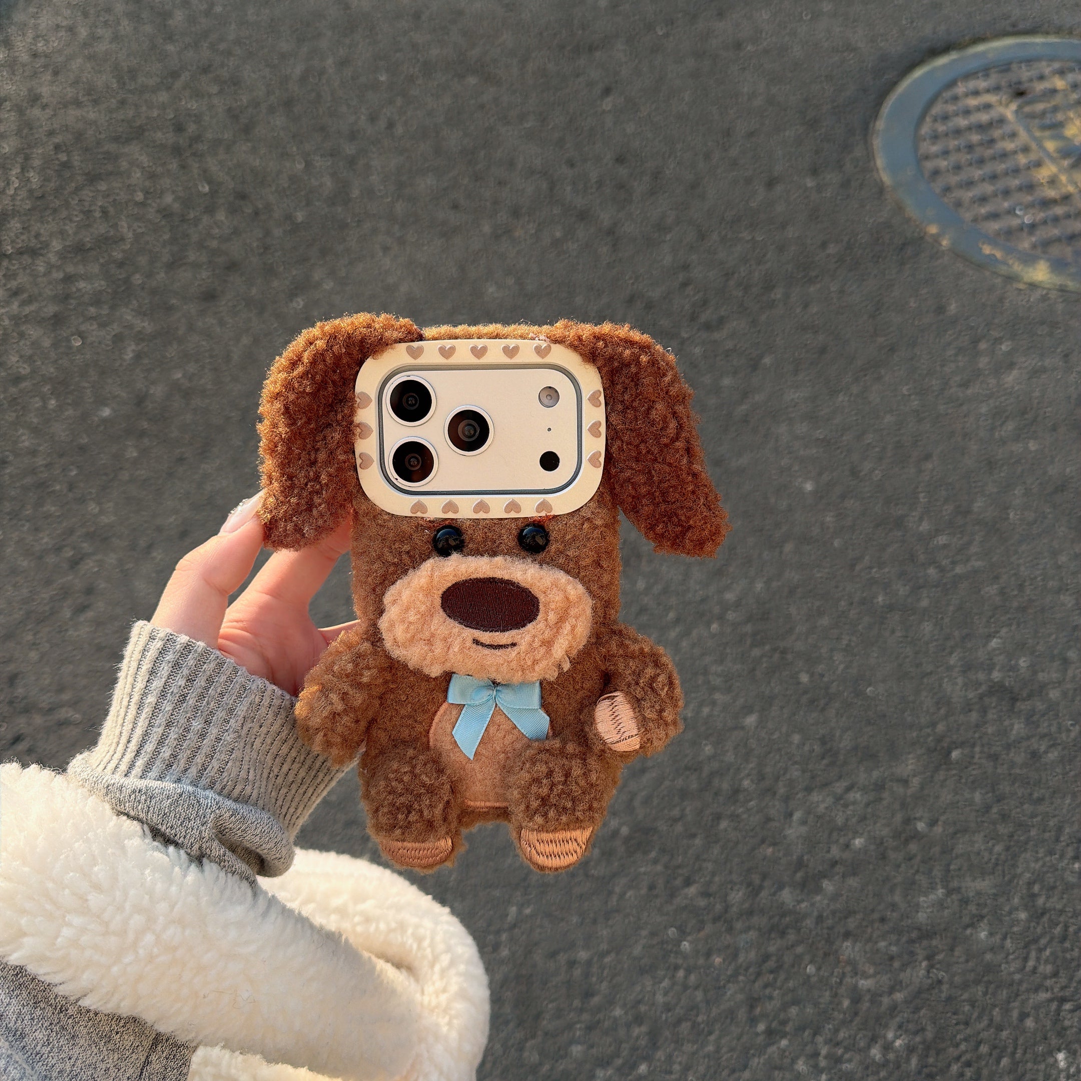 Brown plush puppy iPhone case