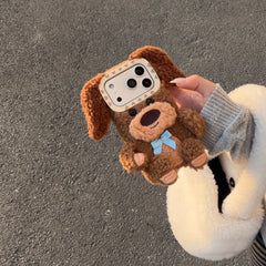 Brown plush puppy iPhone case