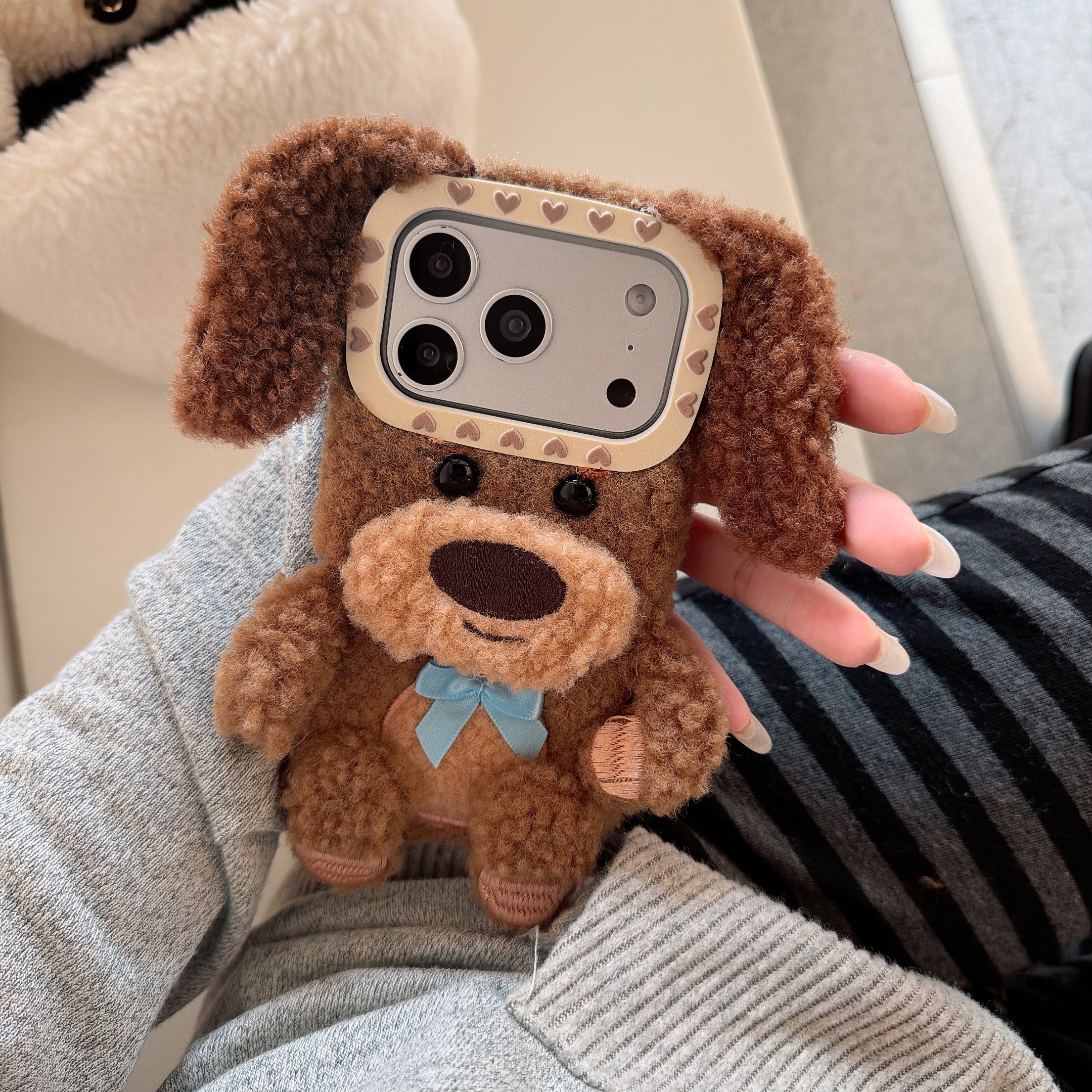 Brown plush puppy iPhone case
