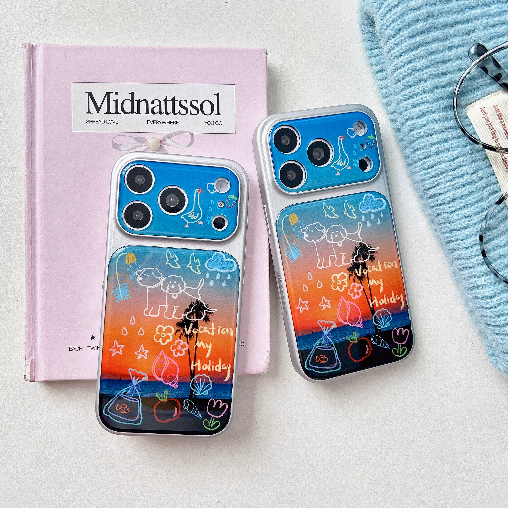 Sunset Puppy Acrylic Apple Phone Case